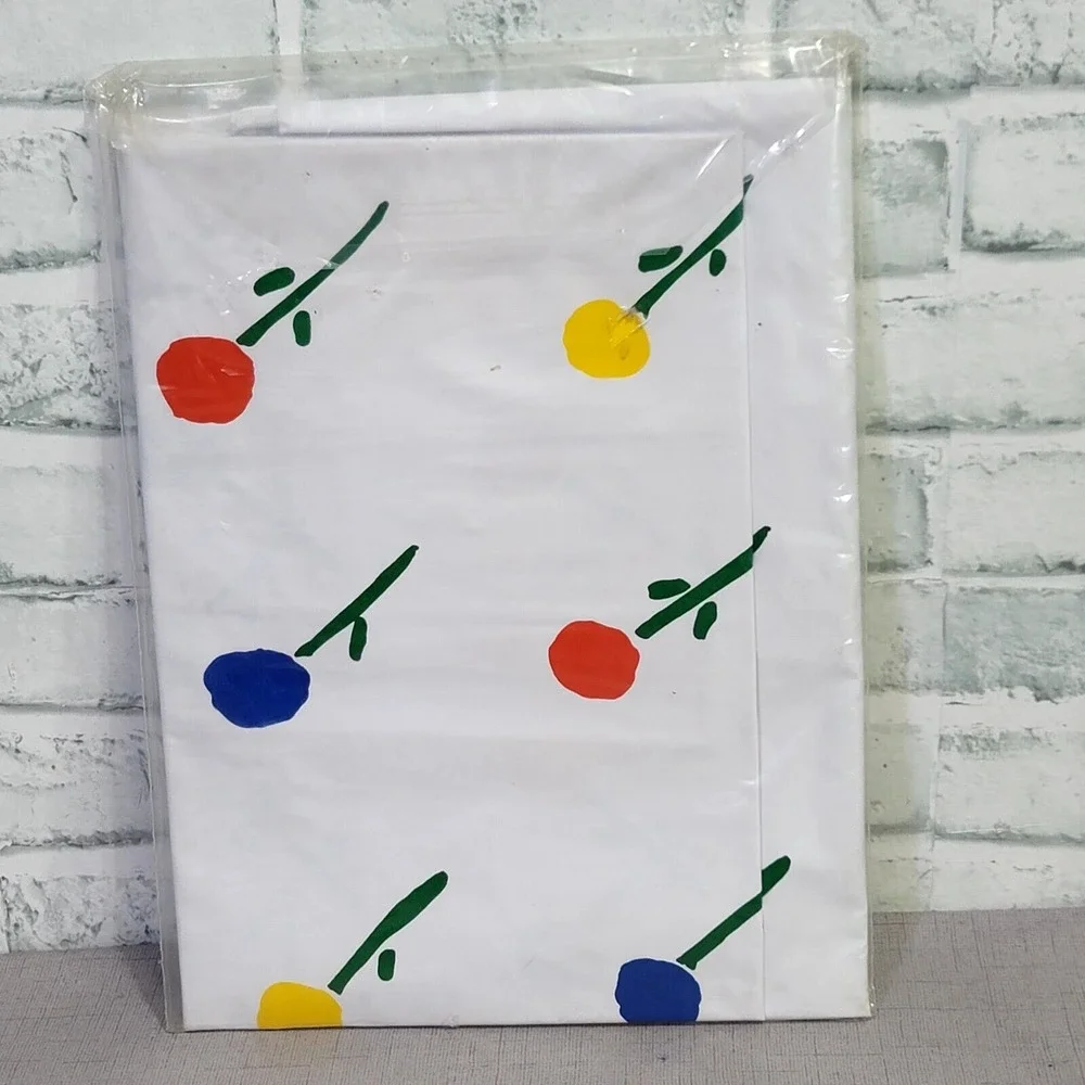 Vintage‎ 70s Elrene Mfg Co Flowers Vinyl Style By Lisa Table Cloth 52x84